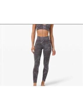 LULULEMON EBB TO STREET STONE WASHED GRAPHITE LEGGINGS; SIZE 10